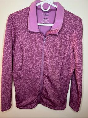 L.L. Bean Women's Purple and Pink Patterned Fleece Jacket